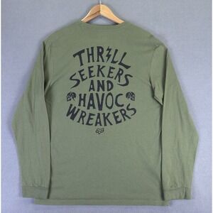Fox Racing Shirt Large Olive Green Thrill Seekers Havos Wreaker Moto Y2K